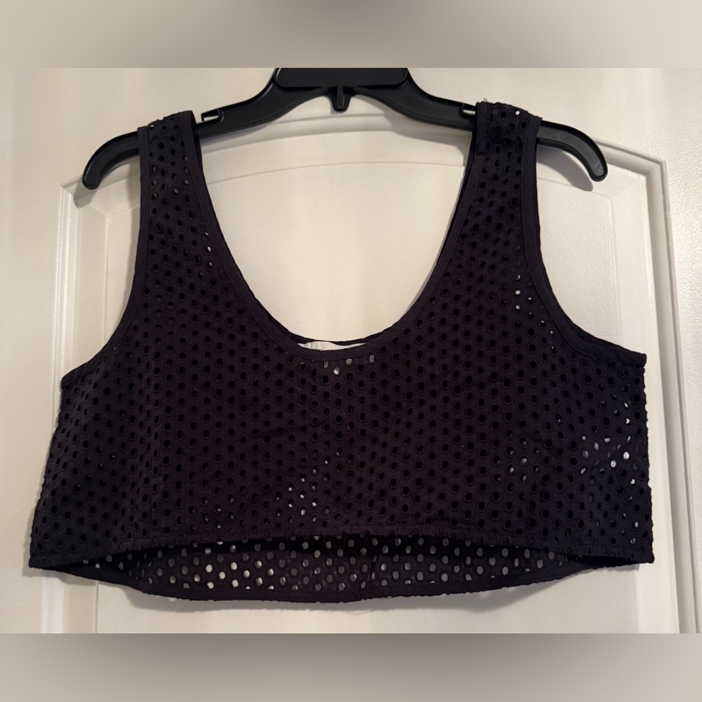 Solid & Striped The Minka Cotton Eyelet Crop Cover-Up